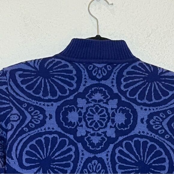 Icelandic Design Patterned Full Zip Wool Blend Sweater in Royal Blue size Small - Picture 11 of 16
